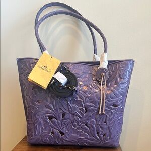 Patricia Nash Purple Embossed Leather Tote